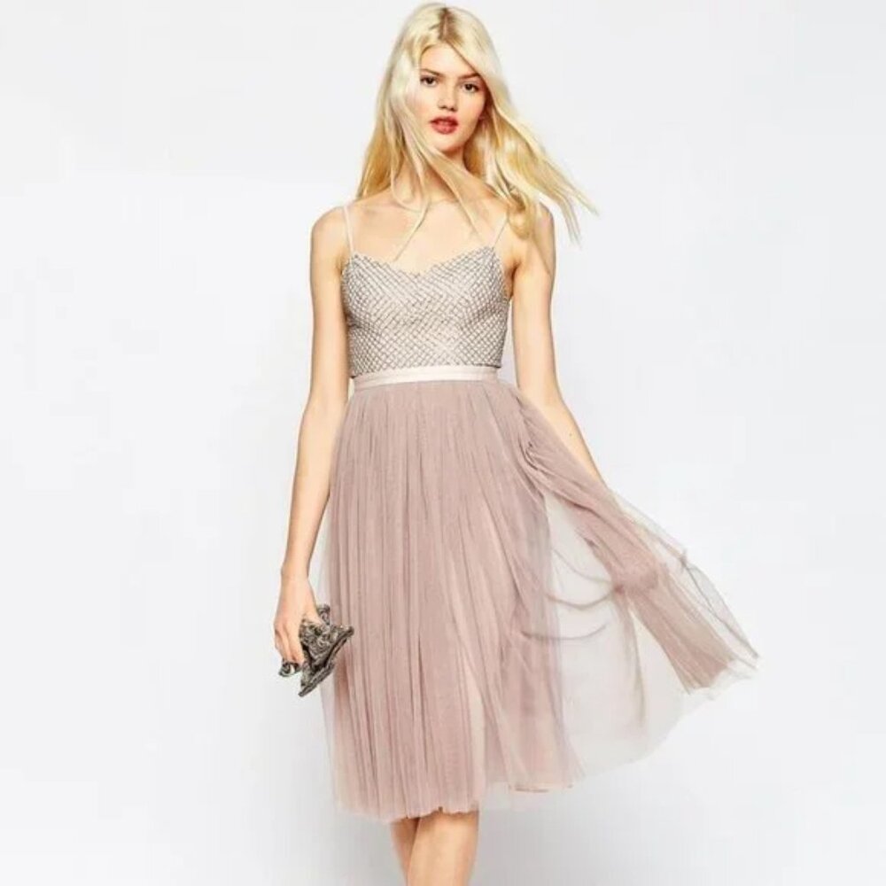 NWT Needle and Thread Coppelia Ballet Midi Dress in Blush
